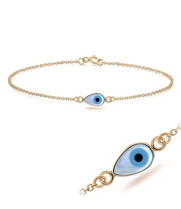 Rose Gold Plated Evil Eye Silver Bracelet BRS-203-RO-GP
